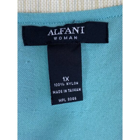 Alfani Size 1X Turquoise Tan Black Geometric Print Tiered Layered Tunic Top - Picture 5 of 7